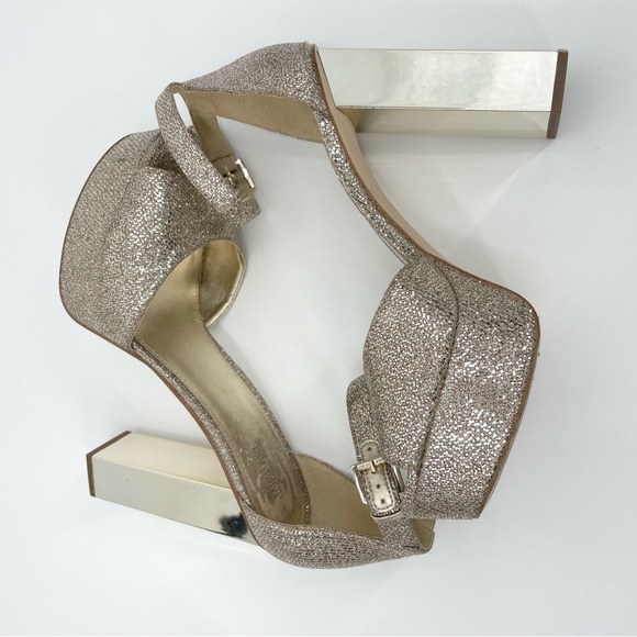 Michael Michael Kors Petra Platform Glitter High Block Heel Size 9.5 - Picture 10 of 16